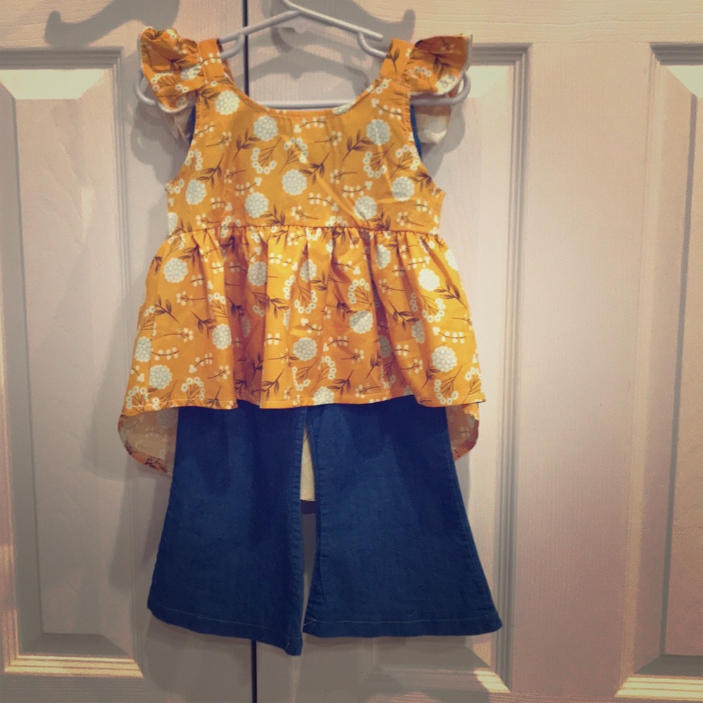 Little girls flare jean outfit
